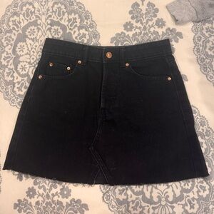 Bershka Black A-Line Denim Skirt